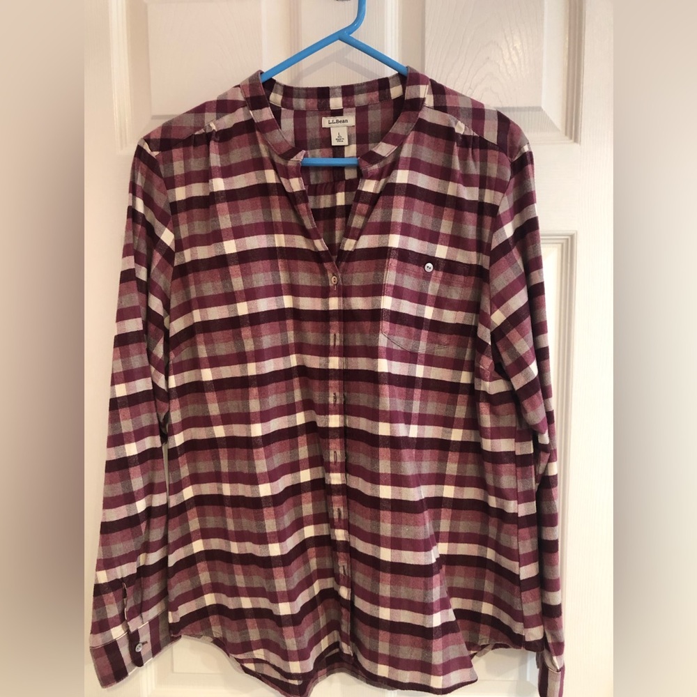 L. L. Bean Women’s Heathered Flannel Shirt, Size Large
